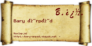 Bary Árpád névjegykártya