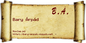 Bary Árpád névjegykártya