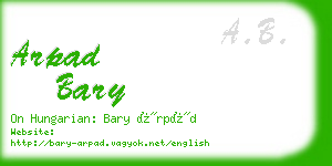 arpad bary business card